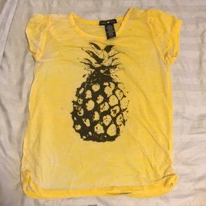 Yellow pineapple shirt with rhinestones